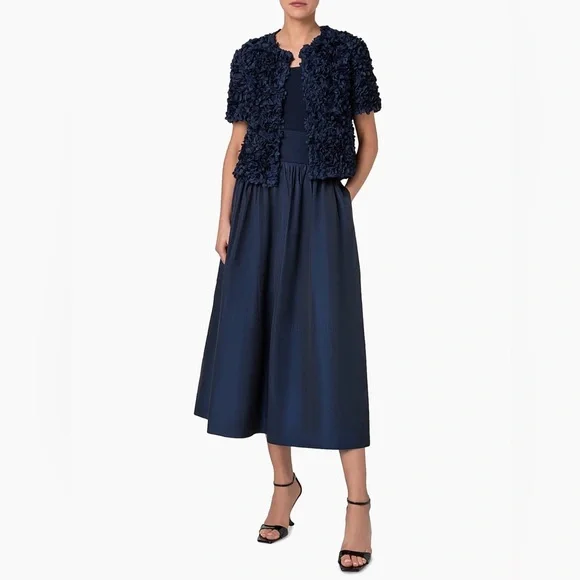 Akris Punto New Lasercut Flower Petal Appliqué Jacket In Ink Size US 4 $1,390.00